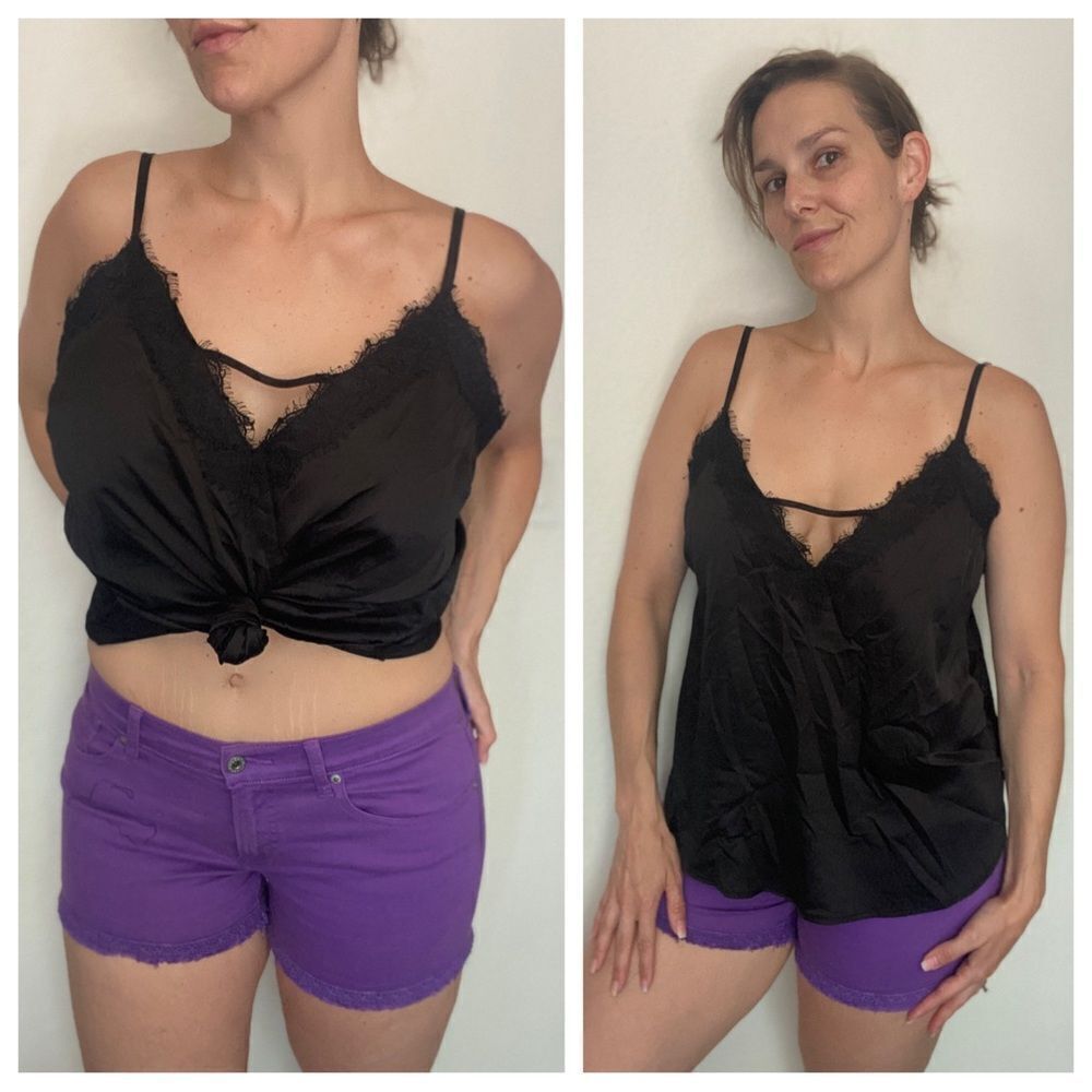Forever 21 Tank Top Black Lace Trim Adjustable 0X Plus